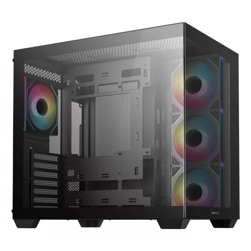 PC korpus DeepCool CG530 4F Midi Tower Must — karastatud klaas, ATX/ITX/Micro ATX, 3x120mm ventilaatorid, USB-C