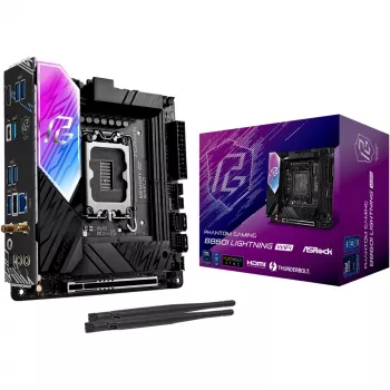 Emaplaat ASROCK B860I Lightning WiFi — Intel B860, LGA 1851, Mini-ITX, DDR5, 2x DIMM, 4x M.2, 2,5Gb LAN, Wi-Fi 6E, Bluetooth 5.3