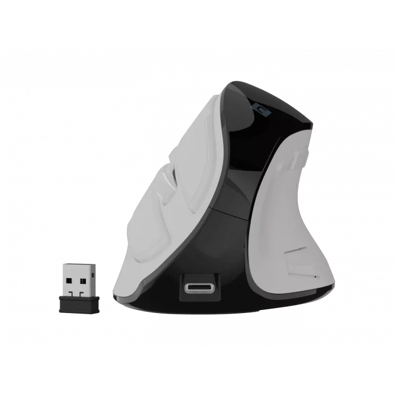 Juhtmeta vertikaalne hiir NATEC Euphonie Pro Bluetooth 5.0, 4000 DPI, programmeeritav, vaikne, valge