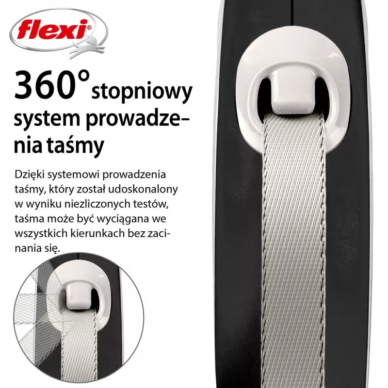 Flexi uus COMFORT 8 m must, hall koera sissetõmmatav jalutusrihm