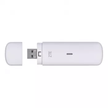 USB-mobiilimodem ZTE MF833N, kaasaskantav USB-vorming, 4G LTE-FDD/TDD kuni 150 Mbps, HSUPA/2G tugi, microSD-pesa, valge