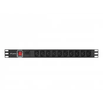 Toitejaotusseade LANBERG PDU-10I-0200-IEC-BK — 10× C13 pistikupesa, 2 m kaabel, 10 A, 2500 W, must