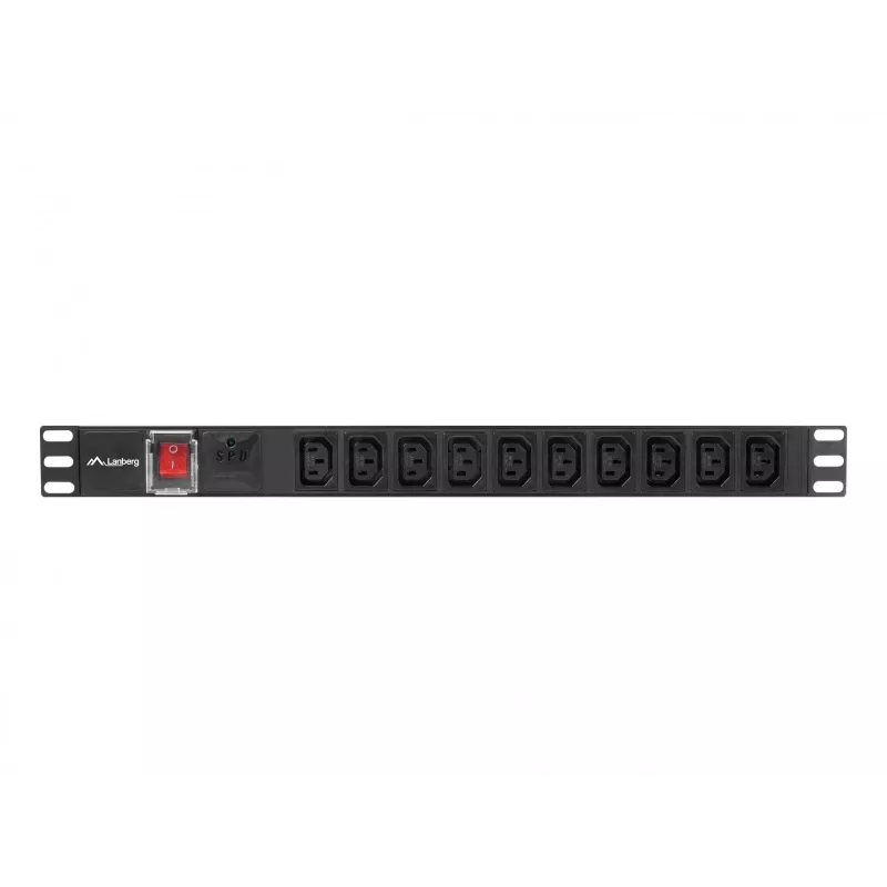 Toitejaotusseade LANBERG PDU-10I-0200-IEC-BK — 10× C13 pistikupesa, 2 m kaabel, 10 A, 2500 W, must