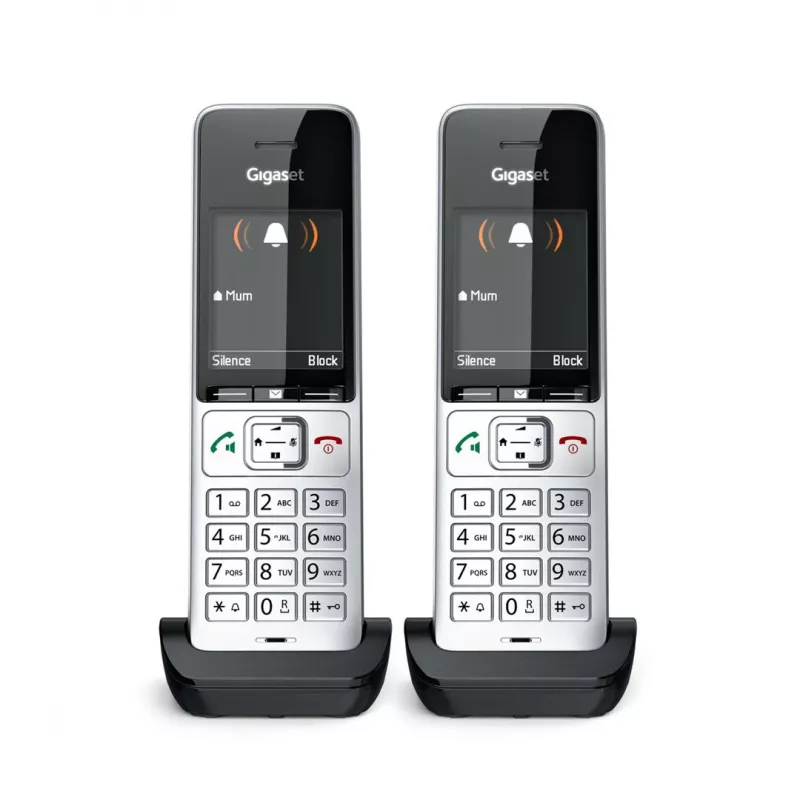 Gigaset COMFORT 500HX duo Analoog/DECT telefon Kõne tuvastus Must, Hõbedane