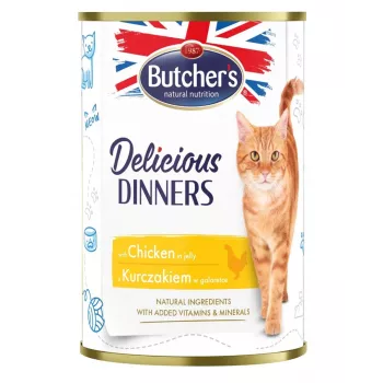 BUTCHER'S Delicious Dinners Chicken Jellied Pieces - märg kassitoit - 400g