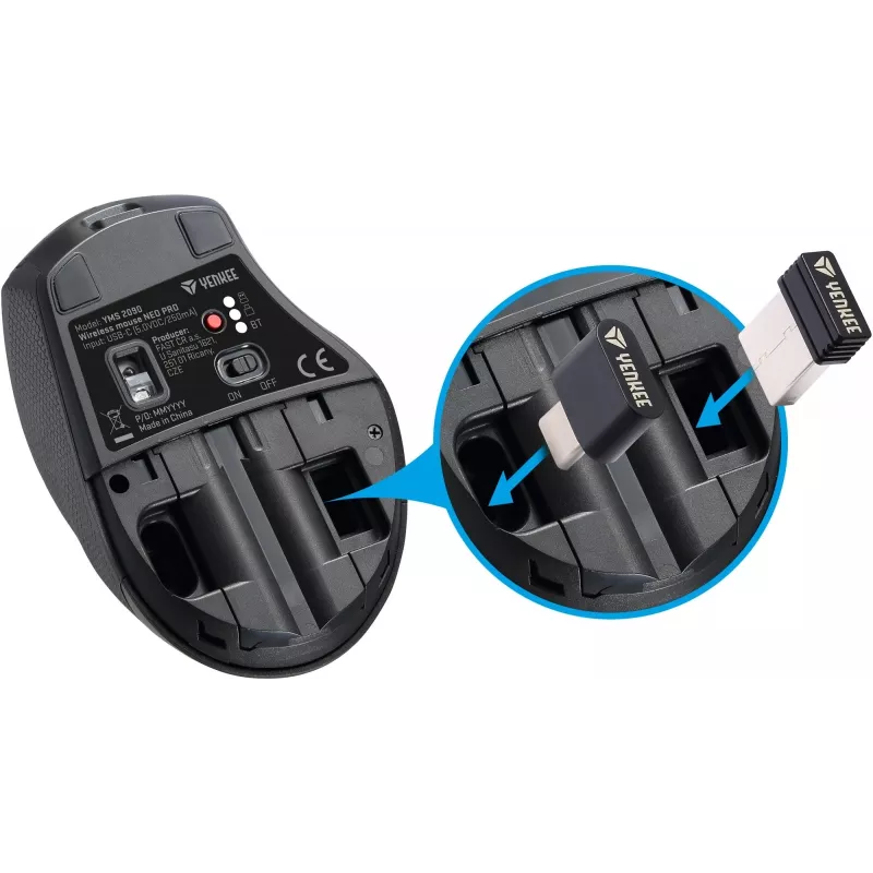 YENKEE YMS2090 NEO PRO kahe ühendusviisiga juhtmevaba hiir, Bluetooth + USB A/C, laetav