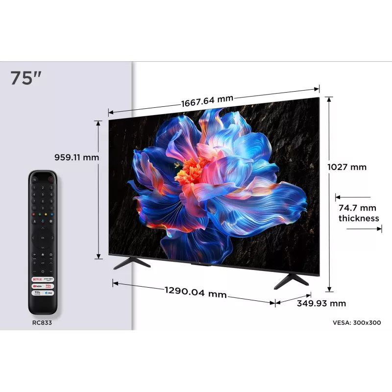 TCL 75P69K TV 190.5 cm (75 tolli) 4K Ultra HD nutiTV Wi-Fi must