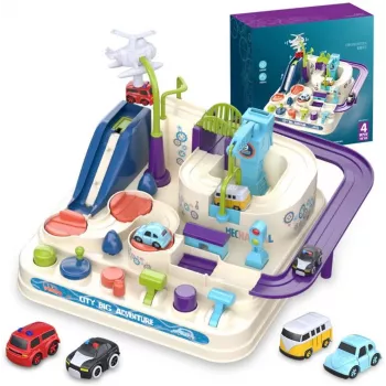 Mänguautode võidusõiduraja komplekt Extralink TOYS — nutikate autode mängukomplekt, modulaarsed rajaosad, patareitoitel sõidukid