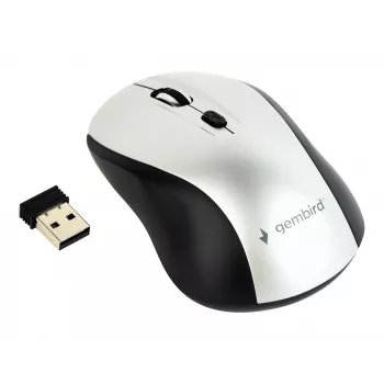 Juhtmevaba optiline hiir Gembird MUSW-4B-02-BS, RF, mõlemakäeline, 1600 DPI, 4 nuppu, hõbe/must