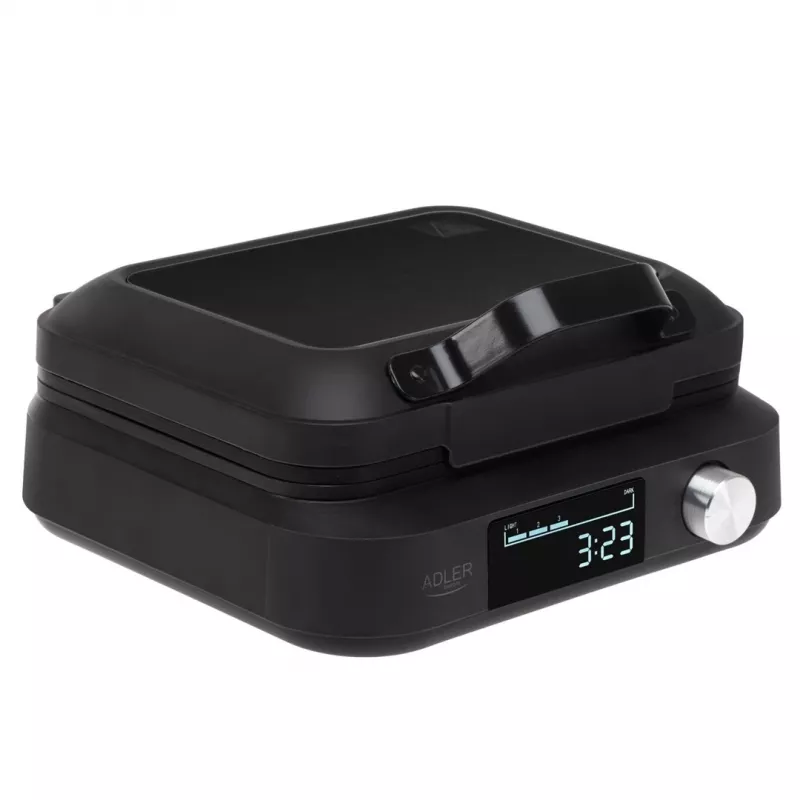 Vahvlimasin Adler AD 3087 — elektriline Belgia vahvliraud, 2200 W, 2 ristkülikukujulist plaati 9×17 cm, must