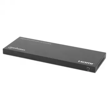 Manhattan 4K@60Hz 8-pordiline HDMI-jaotur skaleerimise vähendamisega, jaotab ühe HDMI-sisendi kaheksale HDMI-väljundile (1x8), 18G, EDID-lüliti skaleerimise vähendamiseks, must