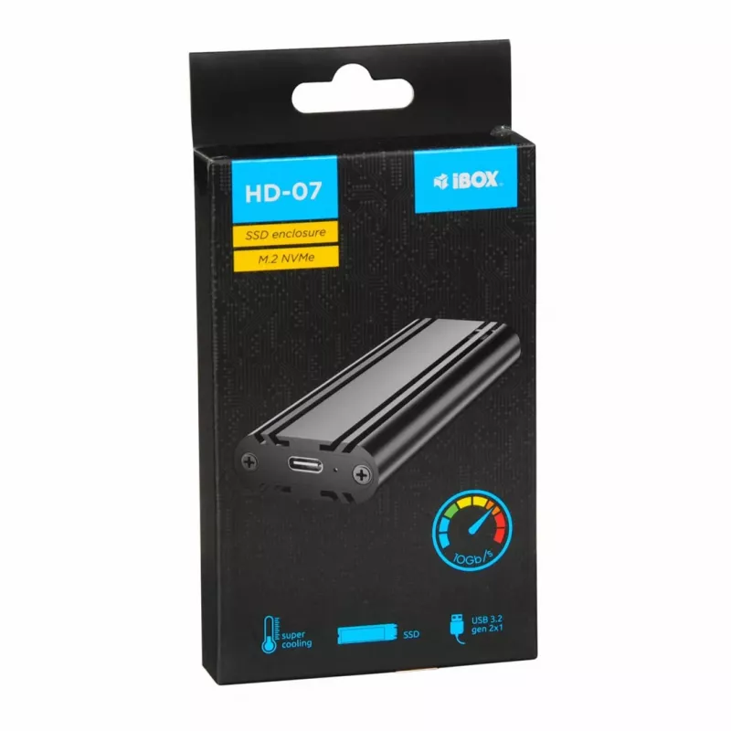 SSD-korpus IBOX HD-07 1x M.2 draivile, USB 3.2 Gen 2 (10 Gbit/s), USB-C, must