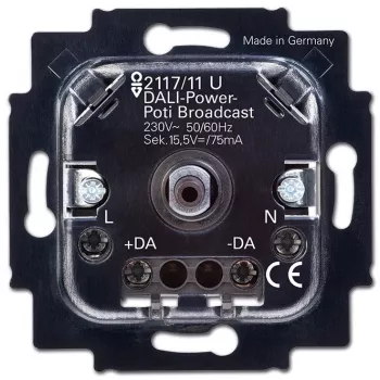 Sisseehitatud pöörlev valgusregulaator Busch-Jaeger 2117/11 U, 230 V AC, 50–60 Hz, must