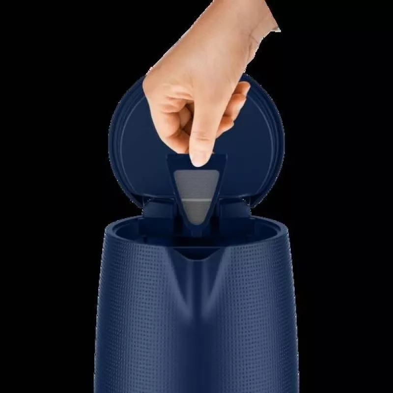 Elektriline veekeetja Tefal KO2M0410 — 1,7 L, 2400 W, sinine, veetaseme indikaator, katlakivivastane filter