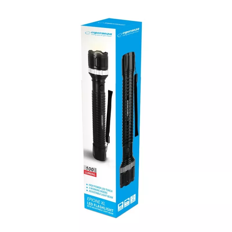 Käeshoitav taskulamp ESPERANZA Epione XL LED 1,2 W 100 lm 100 m Must, patarei R20 (3)