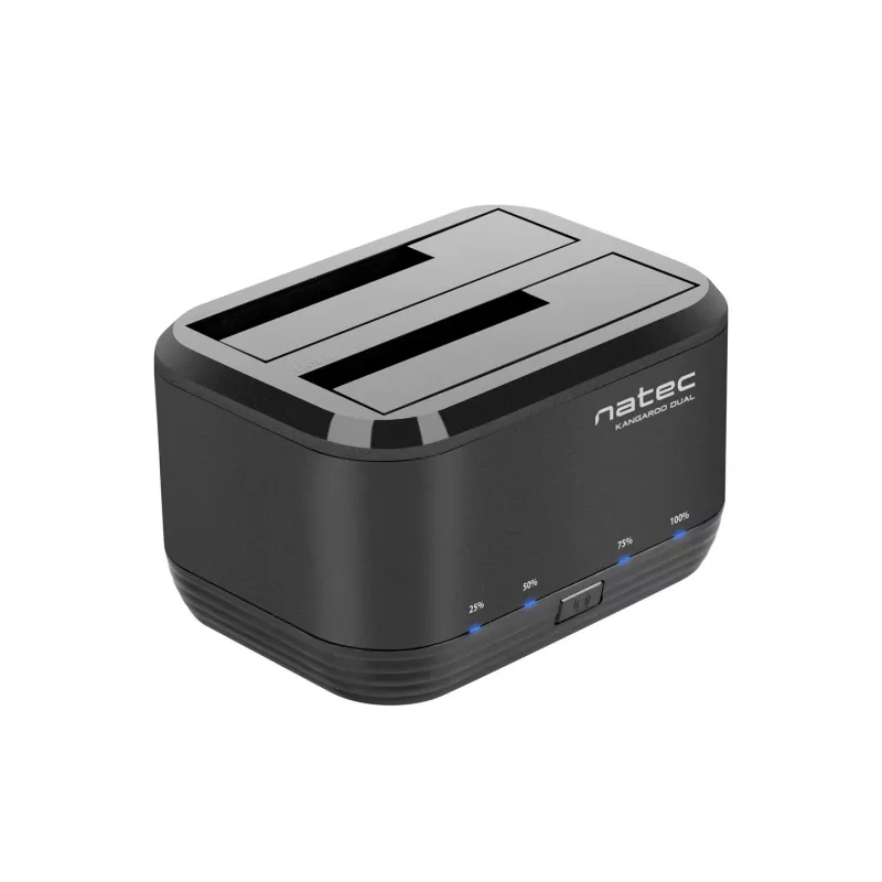 HDD dokkimisjaam 2,5/3,5 USB 3.0 Natec Kangaroo Dual, kloonimisfunktsioon, toiteadapter