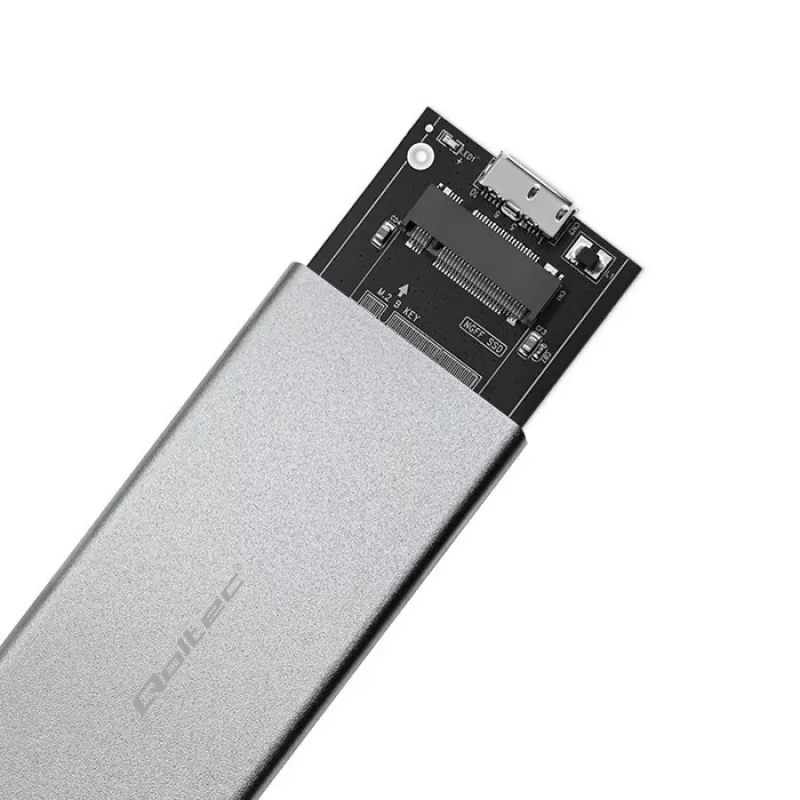 Alumiiniumkorpus QOLTEC 51833 M.2 SSD-le, SATA USB 3.0-le, toetab kuni 2TB