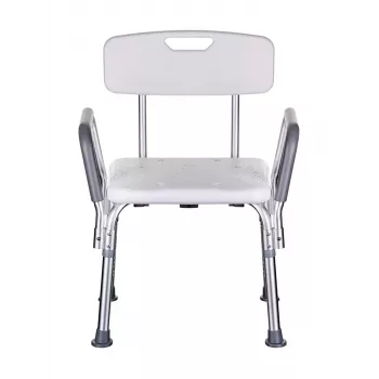 Dušitool ActionMed KP300AM seljatoe ja käetugedega, polüpropüleen, reguleeritav kõrgus 43–56 cm, iste 40×33 cm, max kasutaja kaal 110 kg