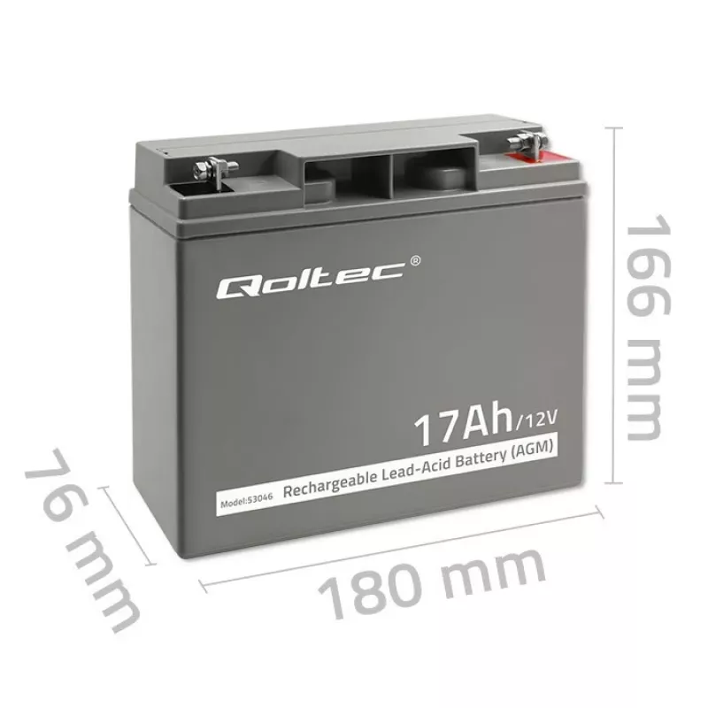 Qoltec 53046 AGM aku 12 V 17 Ah, maks. 255 A