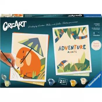 Maalimiskomplekt Ravensburger CreArt Hello Baby Safari Set — algajatele mõeldud maalimiskomplekt imikutele ja väikelastele