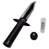Fixed-blade survival knife cinema classic Rambo I CC-H1 — 360 mm üldpikkus, 225 mm sakiline terasest tera, must nahast tupp