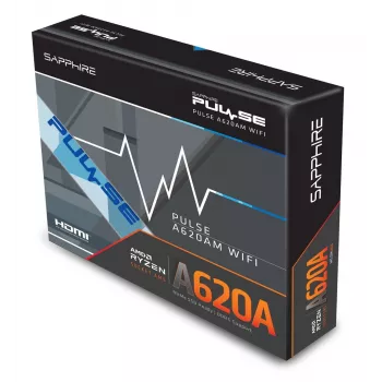 Emaplaat Sapphire PULSE A620AM (microATX) pesa AM5, AMD A620A, DDR5, 2x DIMM, 64 GB, 2x M.2, Gigabit LAN