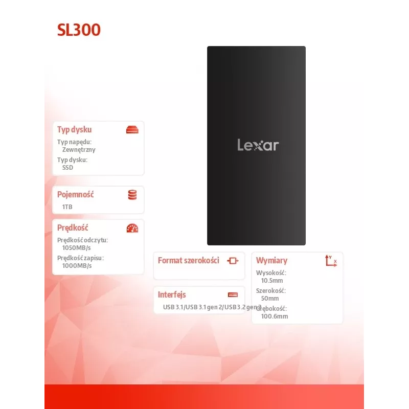 Väline pooljuhtketas Lexar 1TB USB USB-C 3.2 Gen 2 LSL300001T-RNBNG