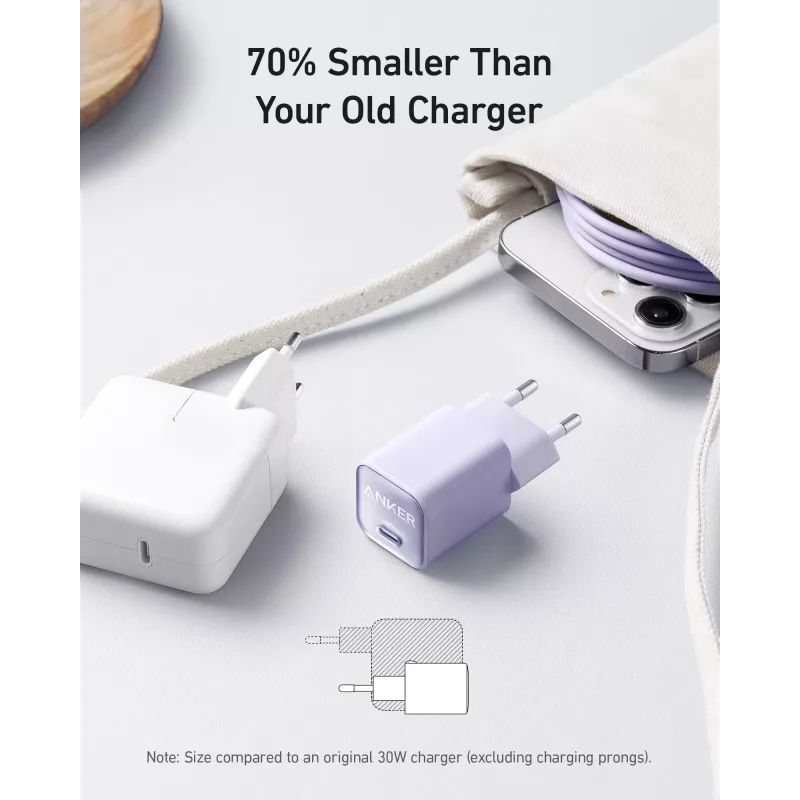Sisemaine vahelduvvoolu laadija Anker 511 Nano 3 — 30 W, 1× USB-C, 100–240 V, must