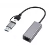 USB 3.1 Type-C Gigabit võrguadapter Gembird A-USB3AC-LAN-01 — 1× RJ-45, 1000 Mbps, USB 3.2 Gen 1, metallkorpus, hall
