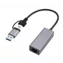 USB 3.1 Type-C Gigabit võrguadapter Gembird A-USB3AC-LAN-01 — 1× RJ-45, 1000 Mbps, USB 3.2 Gen 1, metallkorpus, hall