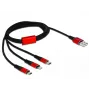 DeLOCK - ainult laadimiskaabel - Lightning / USB - USB (M) kuni Micro-USB Type B, Lightning, USB-C (M) - 1,0 m - varjestatud - must (85892)