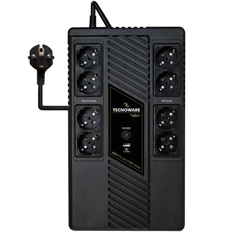 Katkematu toiteallikas TECNOWARE Era Plus Strip 1000, liin-interaktiivne 1 kVA / 700 W, 8 tüüp F pistikupesa, VRLA aku, 4,4 kg
