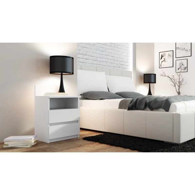 Topeshop M1 BIEL MAT nightstand/Öökapp 2 sahtel(s) valge