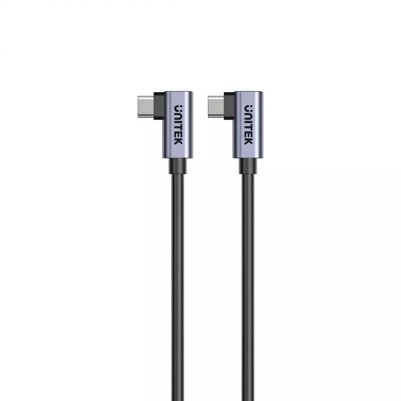 USB‑C kaabel Unitek C14147ABK01 90°–90° PD 100W 0,5 m, nurga all pistikuga, must
