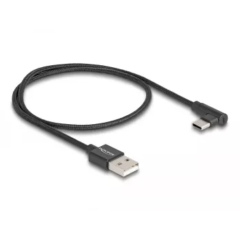DeLOCK USB 2.0 kaabel Type-A-pistik USB USB-C isasele nurga all 0,5 m must