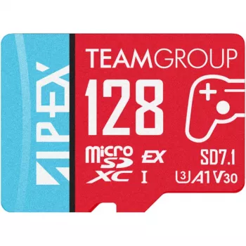 Team group microSDXC-kaart APEX SD7.1 128GB (MicroSD Express, punane/sinine)