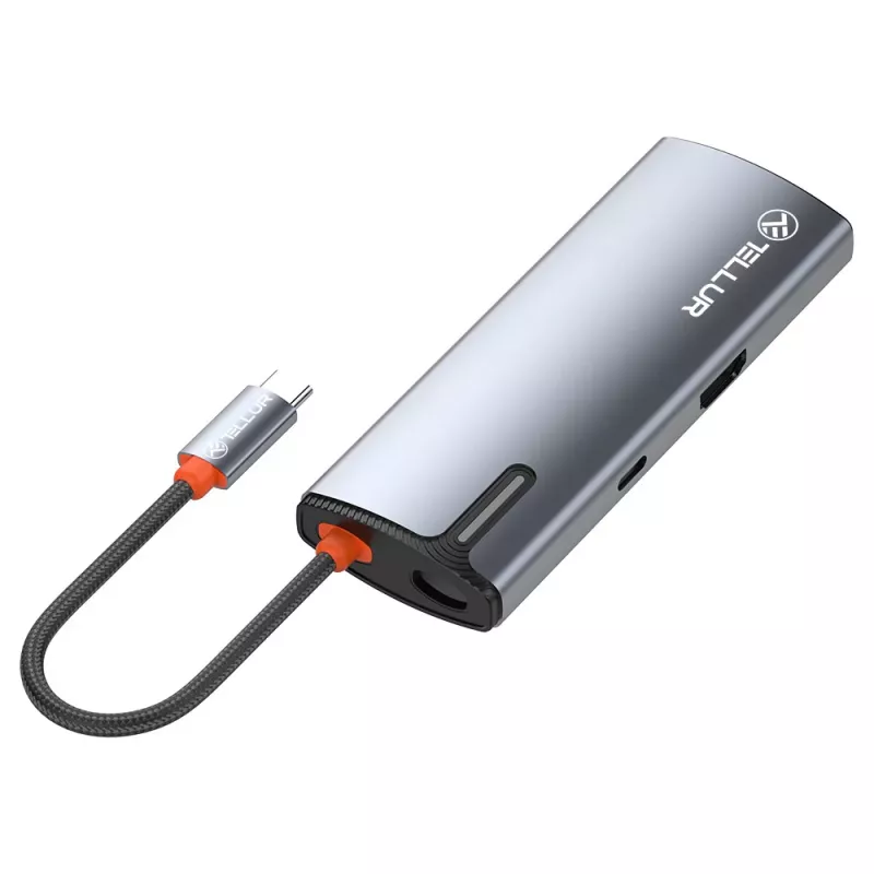 USB-C hubi Tellur TLL321061 koos PD 3.0 100W, HDMI väljundi ja 3× USB 3.0 pordiga