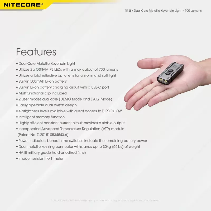 Nitecore TIP SE Must käsilamp LED
