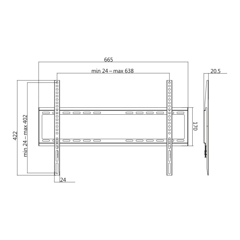 TV-kinnitus LogiLink BP0038 177,8 cm (70 tolli) Must roostevaba teras