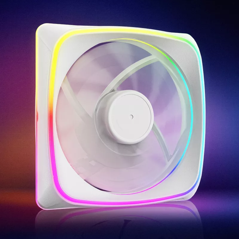 120 mm korpuse ventilaator Sharkoon SHARK Lights RGB PWM valge — RGB valgustus, PWM kiiruse juhtimine