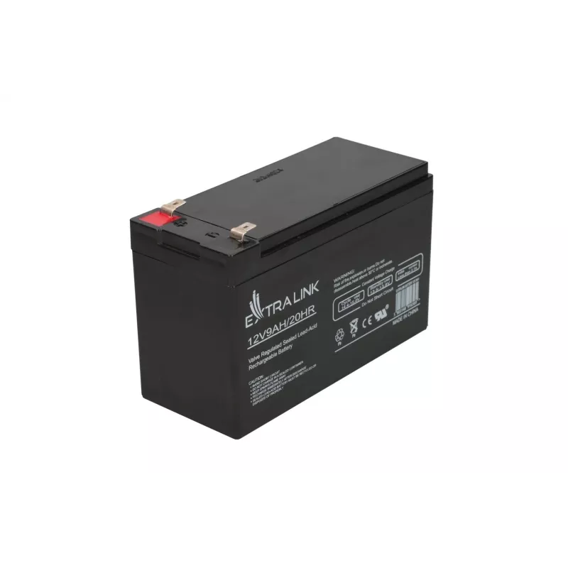 Suletud pliiaku (VRLA) 12V 9Ah Extralink – AGM, 1 tk, must