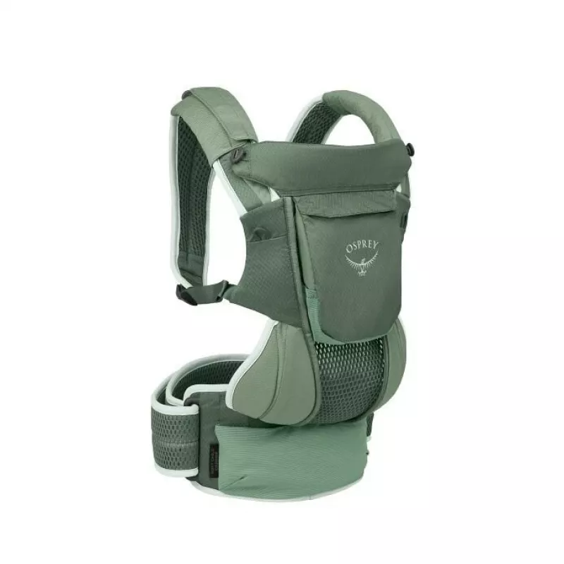 Lastekandur Osprey Poco Soft (mudel 10006178/818/O/S) rohelist värvi — raamiga väikelaste kandur matkamiseks
