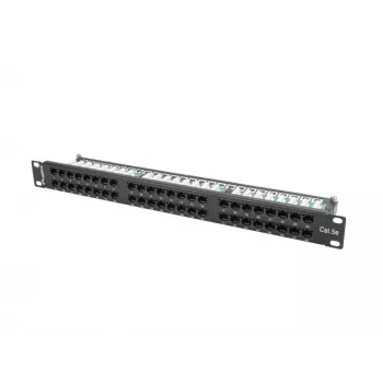 Patch-paneel LANBERG PPU5-1048-B 1U, 48 porti Cat5e, must, 445×102×44,5 mm