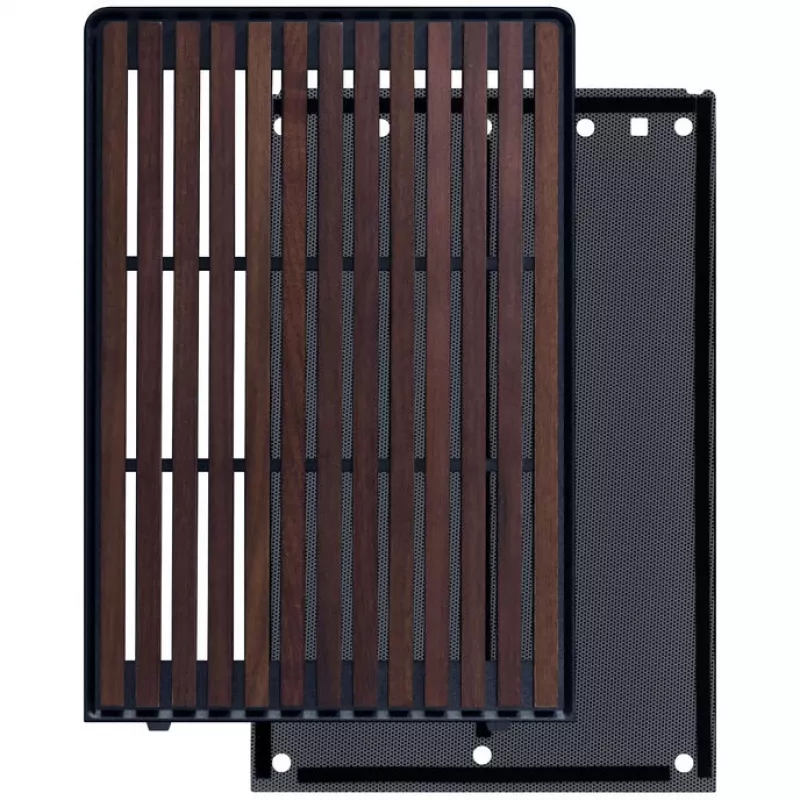 Mini-ITX/mATX arvutikorpus Lian Li A3-mATX Wood Edition — pähklipuust esipaneel, must korpus