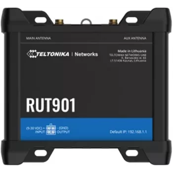 Mobiilsidevõrgu ruuter Teltonika RUT901 — 4x Fast Ethernet LAN, 3G/4G LTE, Wi‑Fi 4 (802.11n), 4 välist antenni, alumiiniumkorpus