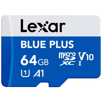MicroSDXC-mälukaart Lexar BLUE PLUS 64 GB UHS‑I 100 MB/s U1 V10 (sinine)