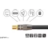 SAT antennikaabel, IEC/koaks-pistik ja -pesa, kullatud, varjestusaste 120 db, 75 oomi, nailonpunutis must, 1m, PYTHON® seeria (GC-M2011)
