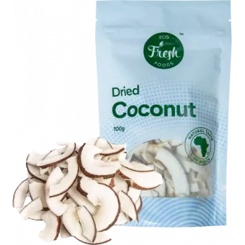 Kuivatatud kookospähkel Eco fresh foods 100 g – riivitud kuivatatud kookospähkel, 100 g pakend