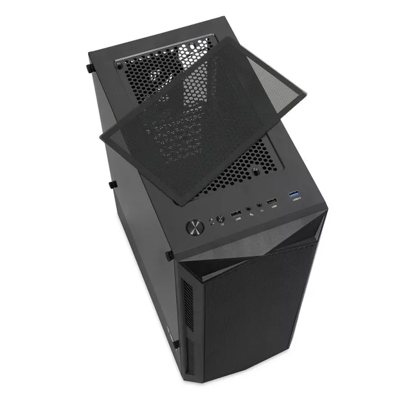 Arvutikorpus IBOX LUPUS 27 Midi Tower ATX, karastatud klaas, RGB, 455×200×380 mm, toetab ATX, GPU kuni 32 cm