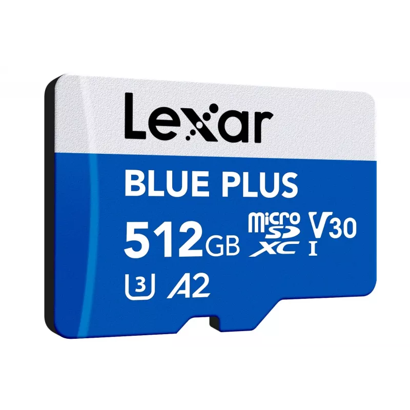 MicroSDXC-mälukaart Lexar BLUE PLUS 512 GB, UHS‑I, lugemiskiirus 170 MB/s, U3/V30